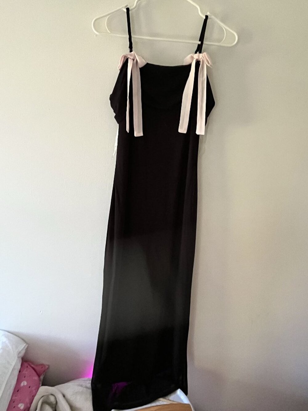 Black Maxi Dress with Pink Bows